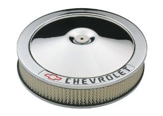 Proform 141 906 Chrome 14" Diameter Air Cleaner Kit with Black Chevrolet/Red Bowtie Logo and 3" Paper Filter Automotive