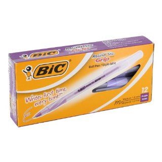 BIC Ultra Round Stic Grip Ballpoint Stick Pen, Purple Ink, Medium Point, 144/Pens : Rollerball Pens : Office Products