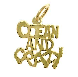 Alcoholics Anonymous Recovery Saying Pendant, #148 15, Solid 14k Gold, "Clean and Crazy": Jewelry
