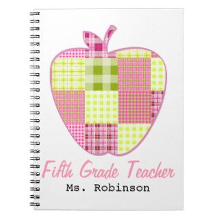 Fifth Grade Teacher Plaid Apple Notebook