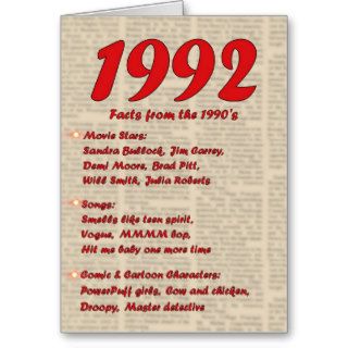 Happy Birthday 1992 Year of birth news 90's 90s Cards