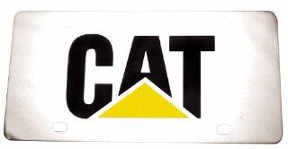 Caterpillar Logo Yellow & Black Stainless Steel Metal Front License Plate #490 Automotive