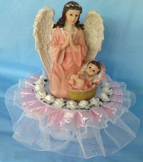 Praying Angel Over a Baby Girl Christening Baptism Cake Top Poly Resin : Other Products : Everything Else