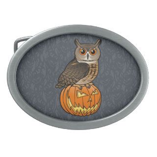 Halloween Eurasian Eagle Owl Oval Belt Buckles