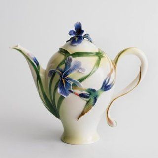 Franz Porcelain Long Tail Hummingbird Design Teapot: Kitchen & Dining