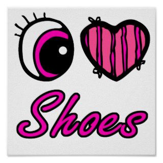 Emo Eye Heart I Love Shoes Print