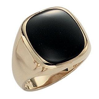 MEN'S RINGS:14K Yellow or White Solid Gold Square Shapped Men`s Onyx Ring: Jewelry