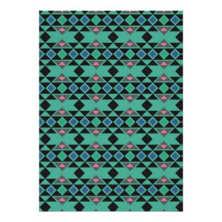 Geometric tribal aztec andes hipster teal pattern print