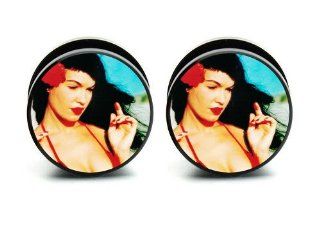 Pair of Acrylic Bettie Page ear plug gauges tunnel screw on 2G=6mm : Other Products : Everything Else