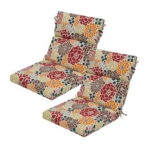 Hampton Bay Lois Floral High Back Outdoor Chair Cushion (2 Pack) DISCONTINUED 7718 02000300
