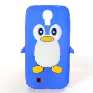 FJX Cute Cartoon Penguin Silicon Blue Protective Case Cover Skin Compatible for Samsung Galaxy S4 I9500: Cell Phones & Accessories