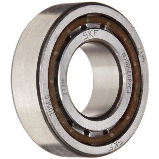 SKF NJ 205 ECP/C3 Cylindrical Roller Bearing, Single Row, Removable Inner Ring, Flanged, Straight Bore, High Capacity, C3 Clearance, Polyamide/Nylon Cage, Metric, 25mm Bore, 52mm OD, 15mm Width: Industrial & Scientific