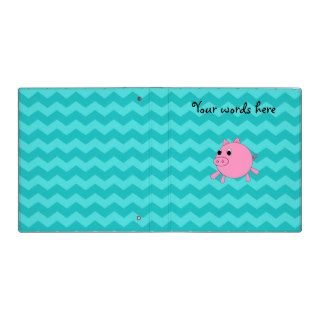 Cute pig turquoise chevrons binder