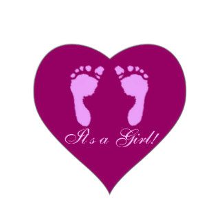 Baby Footprints (Girl) Heart Stickers