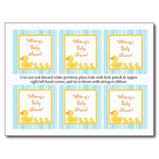 6 Favor Tags Rubber Ducky Bubbles Post Cards