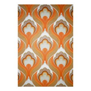 Vintage Orange White Wallpaper Pattern Print