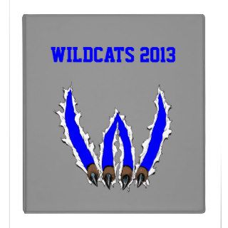 Wildcats Claw Ripping Through Design   Blue 3 Ring Binders