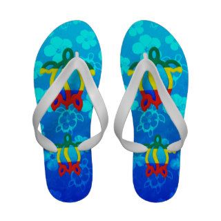 Rasta Honu Blue Hibiscus Flip Flops