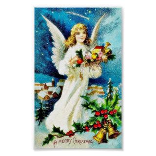 Christmas greeting with an angel comes with hand f poster