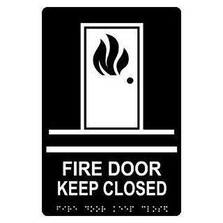 ADA Fire Door Keep Closed Braille Sign RRE 255 WHTonBLK Enter / Exit : Business And Store Signs : Office Products