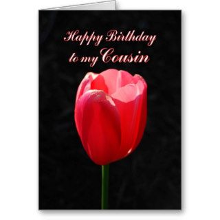 Red Tulip Happy Birthday Cousin Greeting Card