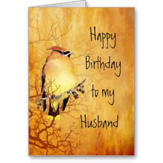 Cedar Waxwing Bird Best Husband Birthday Greeting Card
