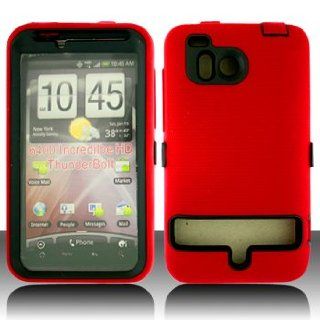 BlingBling Accessory Full Protection Red on Black Case for Htc Thunderbolt 6400 + Case Opener + Microfiber Pouch Bag: Cell Phones & Accessories