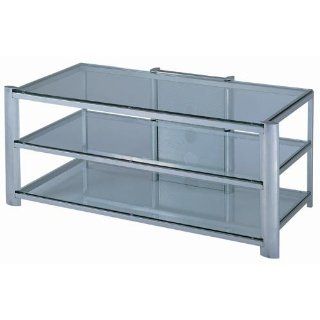 Lite Source LSH 5611SILV 3 Tier TV Stand Silver / Clear Glass from the Davis Collection, Silver: Home Improvement