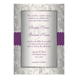 Any Color Silver Swirl Wedding Custom Announcements