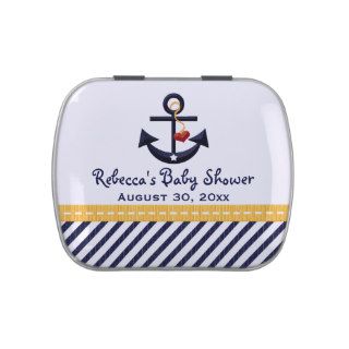Yellow and Navy Nautical Anchor Baby Shower Favor Candy Tin