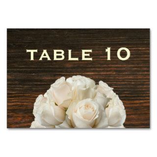 Barn Wood & White Roses Wedding Table Card