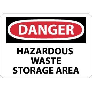NMC D285P OSHA Sign, Legend "DANGER   HAZARDOUS WASTE STORAGE AREA", 10" Length x 7" Height, Pressure Sensitive Adhesive Vinyl, Black/Red on White: Industrial Warning Signs: Industrial & Scientific
