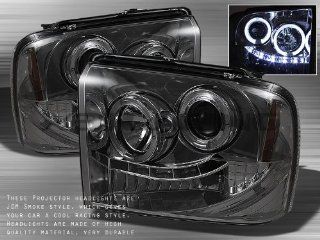 Ford F250/350/450 Super Duty 2005 2006 2007 Halo LED Projector Headlights   Smoke Automotive