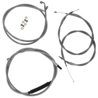 LA Choppers Stainless Braided Handlebar Cable and Brake Line Kit for 10 12 FXDWG 12 FLD w/o ABS (For use with 15 17 Ape Hangers) (ZZ 0610 0649): Automotive