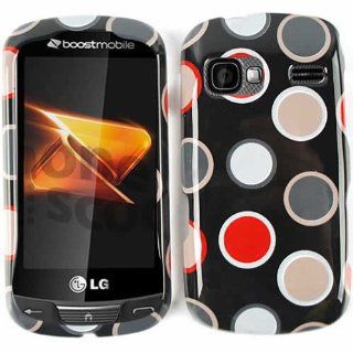 LG Rumor Reflex LN272 LN 272 Black with Red Gray White Polka Dots Design Snap On Hard Protective Cover Case Cell Phone (Free by ellie e. Wristband): Cell Phones & Accessories