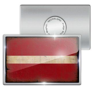 Fridge Magnet "Latvia Flag with a vintage look"   Neonblond   Refrigerator Magnets