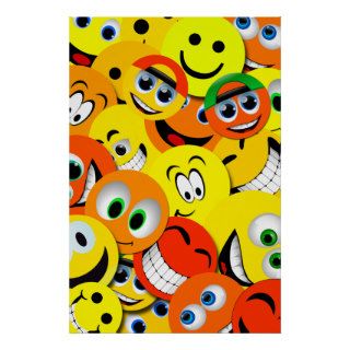 ORANGE AND YELLOW SMILEY FACES COLLAGE POSTER