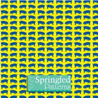 Pig Silhouette Pattern Yellow & Royal 3 Sheets 6x6 for Vinyl Cutters & Crafts: Everything Else