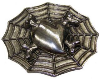 Silver Star Heart in Spider Web Belt Buckle: Clothing