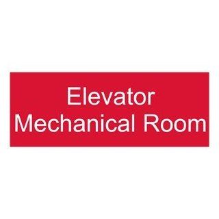Elevator Mechanical Room Engraved Sign EGRE 306 WHTonRed Wayfinding : Business And Store Signs : Office Products
