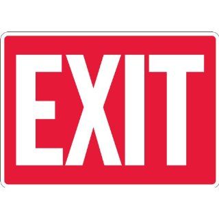 SmartSign Adhesive Vinyl Label, Legend "Exit", 10" high x 14" wide, White on Red: Industrial Warning Signs: Industrial & Scientific