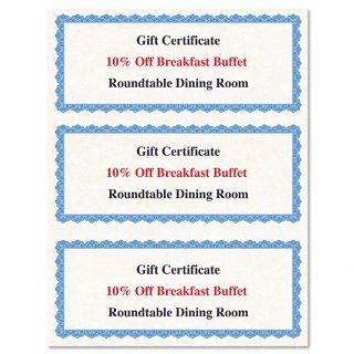 Blue 3 Up Gift Certificate, 75/pack : Blank Certificates : Office Products