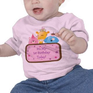 Cute Cartoon Birthday Animals Customizable Pink Tee Shirts