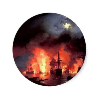 Battle of Cesme at Night Stickers