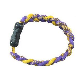 Titanium Ionic Braided Wristband   Purple/Gold : Bracelets : Sports & Outdoors