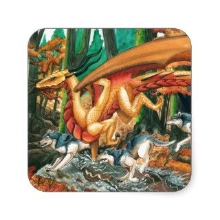Dragon Running with Wolves by Carla Morrow Sticker