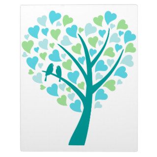 Heart tree with love birds for wedding invitation plaques