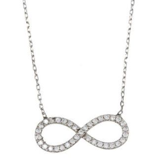 Contemporary Style Sterling Silver Infinity Pendant Necklace CZ Diamonds Channel For Gift Giving ClassicDiamondHouse Jewelry