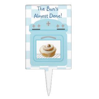 Buns Almost Done Bun In The Oven Blue Baby Shower Rectangular Cake Topper