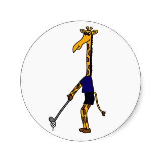 CC  Giraffe Playing Golf Design Sticker